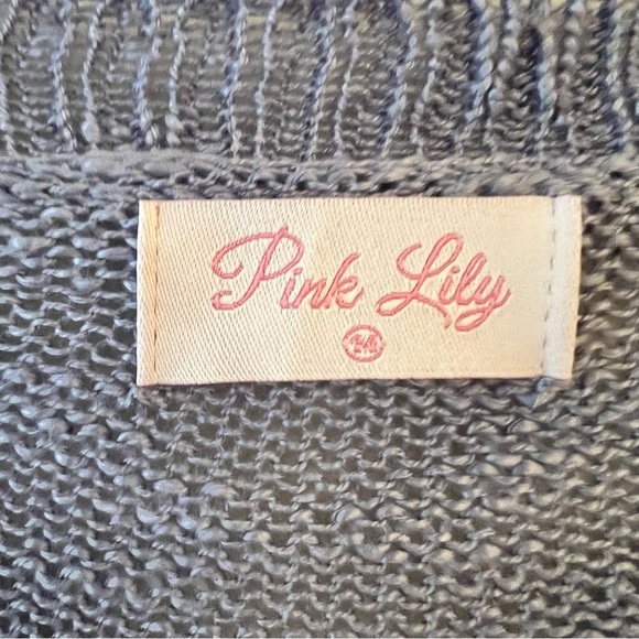 Pink Lily Blue White Star Sweater Distressed Summer Cover Up Size Medium - Picture 9 of 9